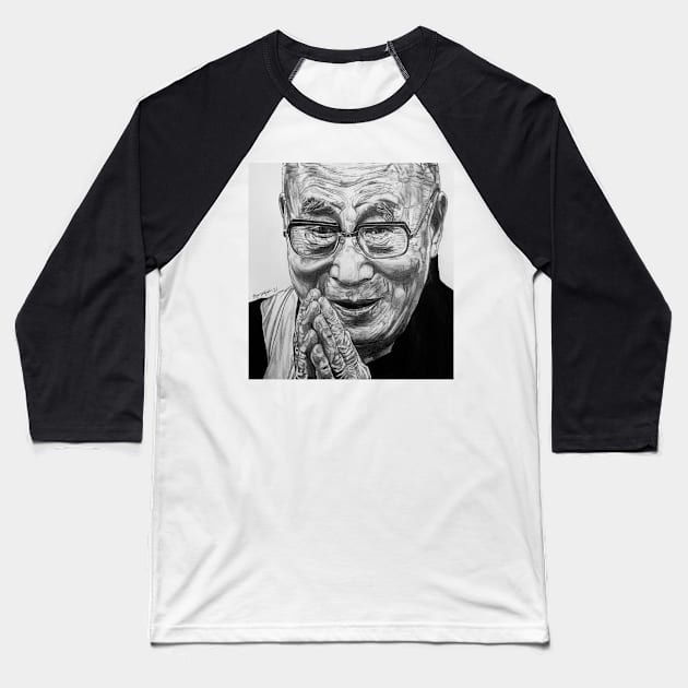 Dalai Lama Baseball T-Shirt by BryanWhipple